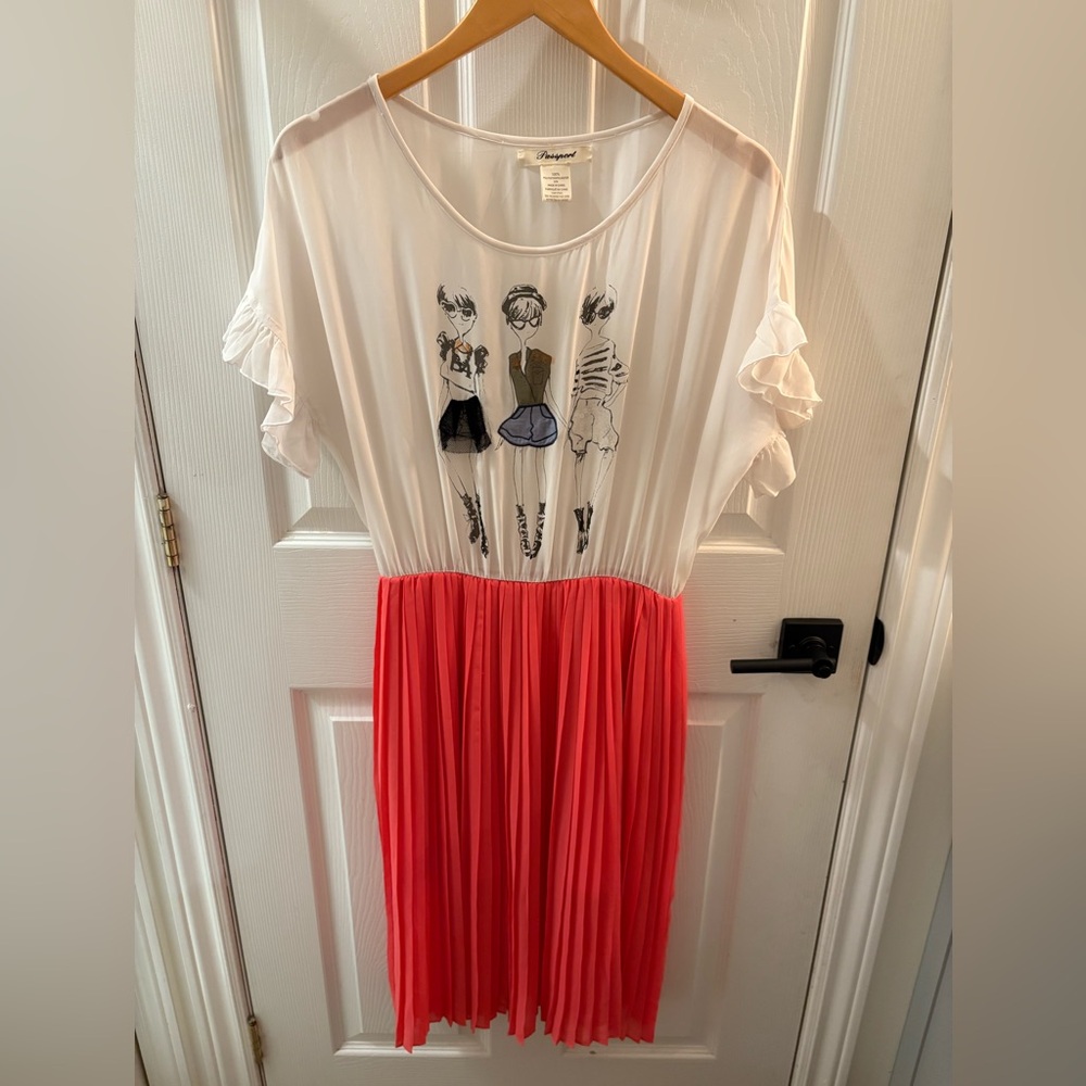 Womans White and Red Dress by Passport NWOT